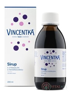 VINCENTKA SIRUP so skorocelom a materinou dúškou 1x200 ml