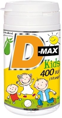 Vitabalans D-max Kids 400 IU (10 µg) žuvacie tablety 1x90 ks