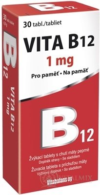 Vitabalans VITA B12 1 mg žuvacie tablety s príchuťou mäty 1x30 ks