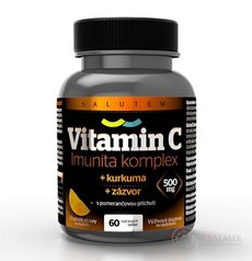 Vitamín C 500 mg Imunita komplex SALUTEM cmúľacie tablety s kurkumou a zázvorom, pomarančová príchuť 1x60 ks