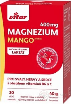 VITAR Magnézium 400 mg + vitamíny B6 a C vrecúška s príchuťou manga 1x20 ks