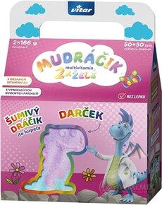 Vitar MUDRÁČIK multvitamín želé zmes príchutí 2x50 ks(100ks) + darček: šumivý dráčik, dievča, 1x1 set