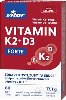 VITAR VITAMIN K2 + D3 FORTE tbl 1x60 ks