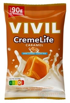 VIVIL BONBONS CremeLife CARAMEL drops so smotanovo karamelovou príchuťou, bez cukru 1x90 g