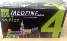 Wellion MEDFINE plus PENNEEDLES 4 mm, 32G ihla na aplikáciu inzulínu pomocou pera 1x100 ks