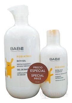 BABÉ DIEŤA Balíček Kúpeľový gél + šampón (Pediatric Bath gel, pH6 1x500 ml + Pediatric Extra mild shampoo, pH7 1x200 ml) 1x1 set
