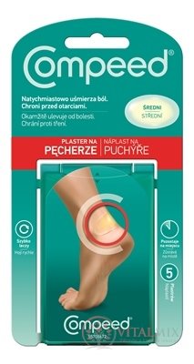 Compeed NÁPLASŤ na pľuzgiere na nohách stredná 1x5 ks