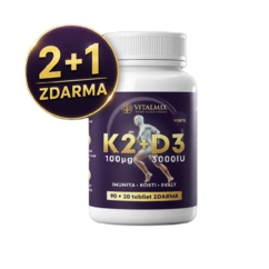 VITALMIX VITAMÍN K2 100µg + D3 FORTE 3000IU 90+20tbl AKCIA 2+1 ZDARMA