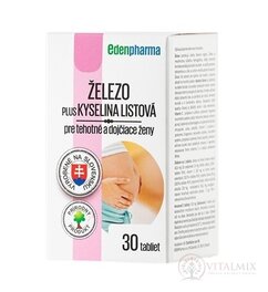 EDENPharma ŽELEZO PLUS KYSELINA LISTOVÁ tbl pre tehotné a dojčiace ženy 1x30 ks