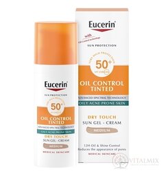 Eucerin SUN OIL CONTROL TINTED SPF 50+ MEDIUM krémový gél na opaľovanie na  tvár, tónovací-stredne tmavý 1x50 ml