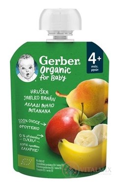 Gerber Organic Kapsička Hruška, jablko, banán bio ovocná desiata (od ukonč. 4. mesiaca) 1x90 g