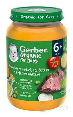 Gerber Organic Mäsovo-zeleninový príkrm zelenina s teľacím mäsom (od ukonč. 6. mesiaca) 1x190 g