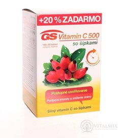 GS Vitamín C 500 so šípkami tbl 100+20 (20 % zadarmo) (120 ks)