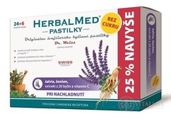 HERBALMED PASTILKY pri nachladnutí - Dr.Weiss bez cukru (šalvia, ženšen, extrakt 20 bylín a vit.C) pastilky (24+6 navyše) 1x30 ks)
