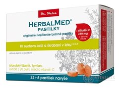 HERBALMED PASTILKY pre odkašliavanie - Dr.Weiss (isl. lišajník, tymian, 20 bylín, vit.C) pastilky (24+6 navyše) 1x30 ks