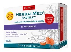 HERBALMED PASTILKY pri nachladnutí - Dr.Weiss bez cukru (šalvia, ženšen, extrakt 20 bylín a vit.C) pastilky (24+6 navyše) 1x30 ks)