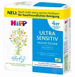 HiPP BabySANFT Čistiace vlhčené obrúsky ultra sensitiv, economy pack 4x52 ks