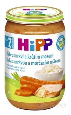 HiPP Prikrm BIO Ryža s mrkvou a morčacím mäsom nová receptúra 2017 (od ukonč.7. mesiaca) 1x220 g