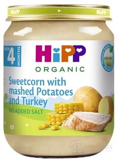 HiPP Príkrm BIO Zemiaky, kukurica a morčacie mäso (od ukonč. 4. mesiaca) (inov.2025) 1x125 g
