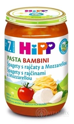 HiPP Príkrm Špagety s rajčinami a mozzarellou Junior menu (od ukonč. 7. mesiaca) 1x220 g