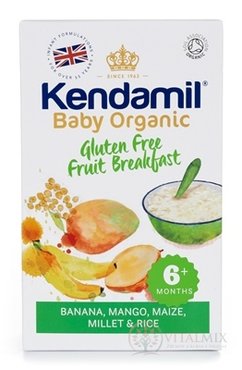 KENDAMIL Organic, BIO Bezglut. kaša ovocné raňajky (banán, mango) obilná (od ukonč. 6. mesiaca) 1x150 g