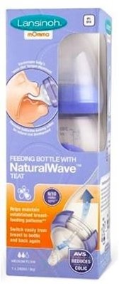 Lansinoh Dojčenská fľaša s NaturalWave cumľom (stredný prietok MF, 3M+) 1x240 ml