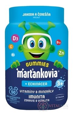 Marťankovia GUMMIES + Echinacea želatínové tablety, príchuť jahoda a čerešňa 1x50 ks