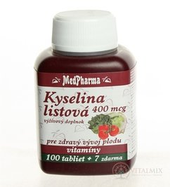 MedPharma KYSELINA LISTOVÁ 400 mcg tbl 100+7 zadarmo (107 ks)