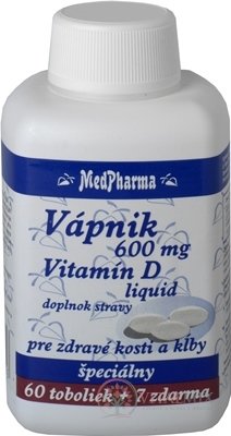 MedPharma VÁPNIK 600 mg + Vitamín D liq. cps 60+7 zadarmo (67 ks)