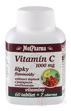 MedPharma VITAMÍN C 1000 mg so šípkami tbl (s postupným uvoľňovaním) (60+7 zadarmo) 1x67 ks