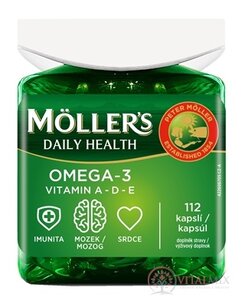 MOLLER´S Omega 3 Daily Health cps, vitamín A - D - E, 1x112 ks