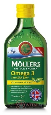 MOLLER´S Omega 3 RYBÍ OLEJ Citrónová príchuť z pečene tresiek 1x250 ml