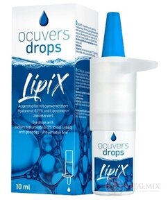 Ocuvers drops LipiX očné kvapky s HA 0,15% a lipozómami, 1x10 ml