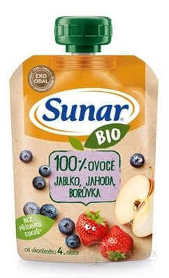 Sunar BIO Kapsička Jablko, jahoda, čučoriedka 100 % ovocia (od ukonč. 4. mesiaca) 1x100 g