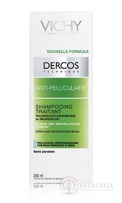 VICHY DERCOS ANTI-PELLICULAIRE Šampón proti mastným lupinám, normálne vlasy (M0363600) 1x200 ml