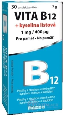 Vitabalans VITA B12 + kyselina listová (1 mg/ 400 mcg) pastilky 1x30 ks