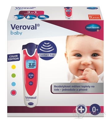 VEROVAL Baby Bezdotykový infračervený teplomer digitálny, červený 1 ks